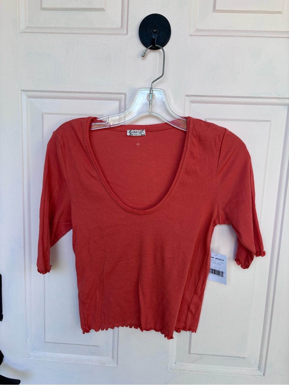 Free People Rusty Orange  Scoop Neck Top- Boho Chic Aesthetic - Picture 3 of 7